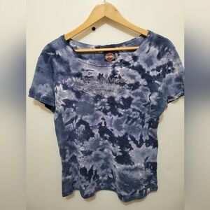 Harley-Davidson Women's Blue Tie-Dye Short Sleeve Tee